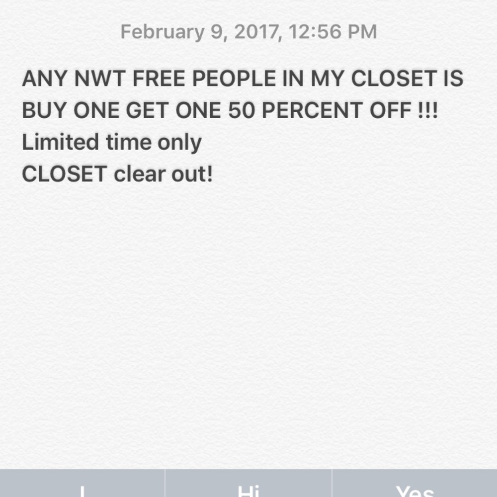 FREE PEOPLE BOGO 50 OFF