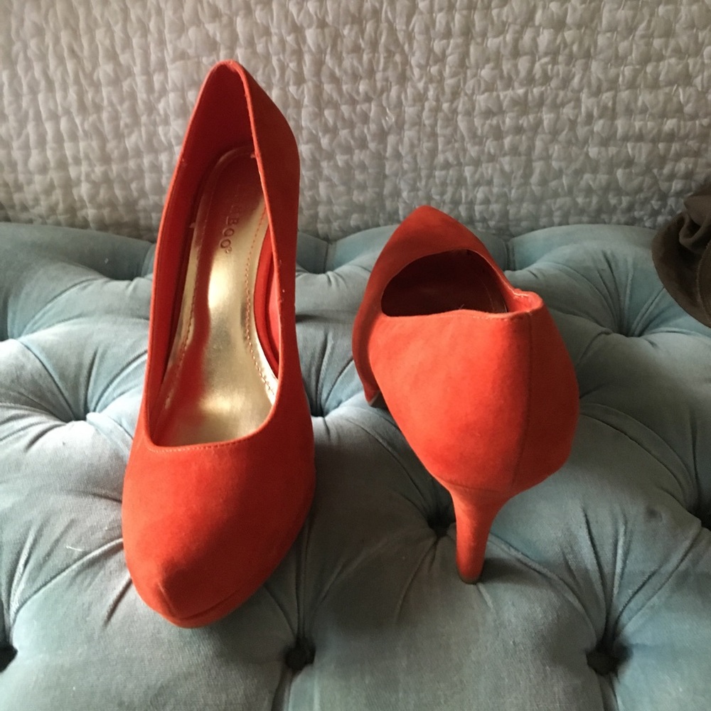 Orange suede heels