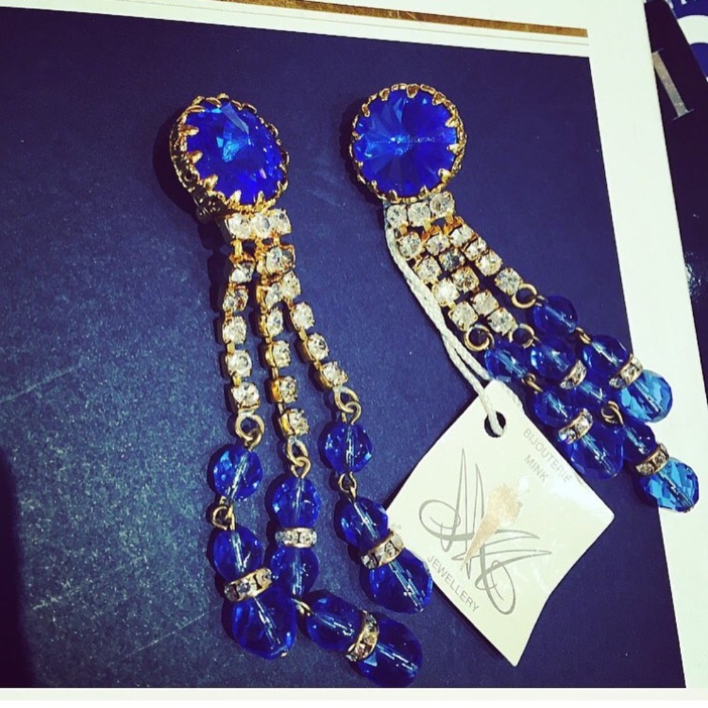 Blue Jewel Italian Vintage Earrings