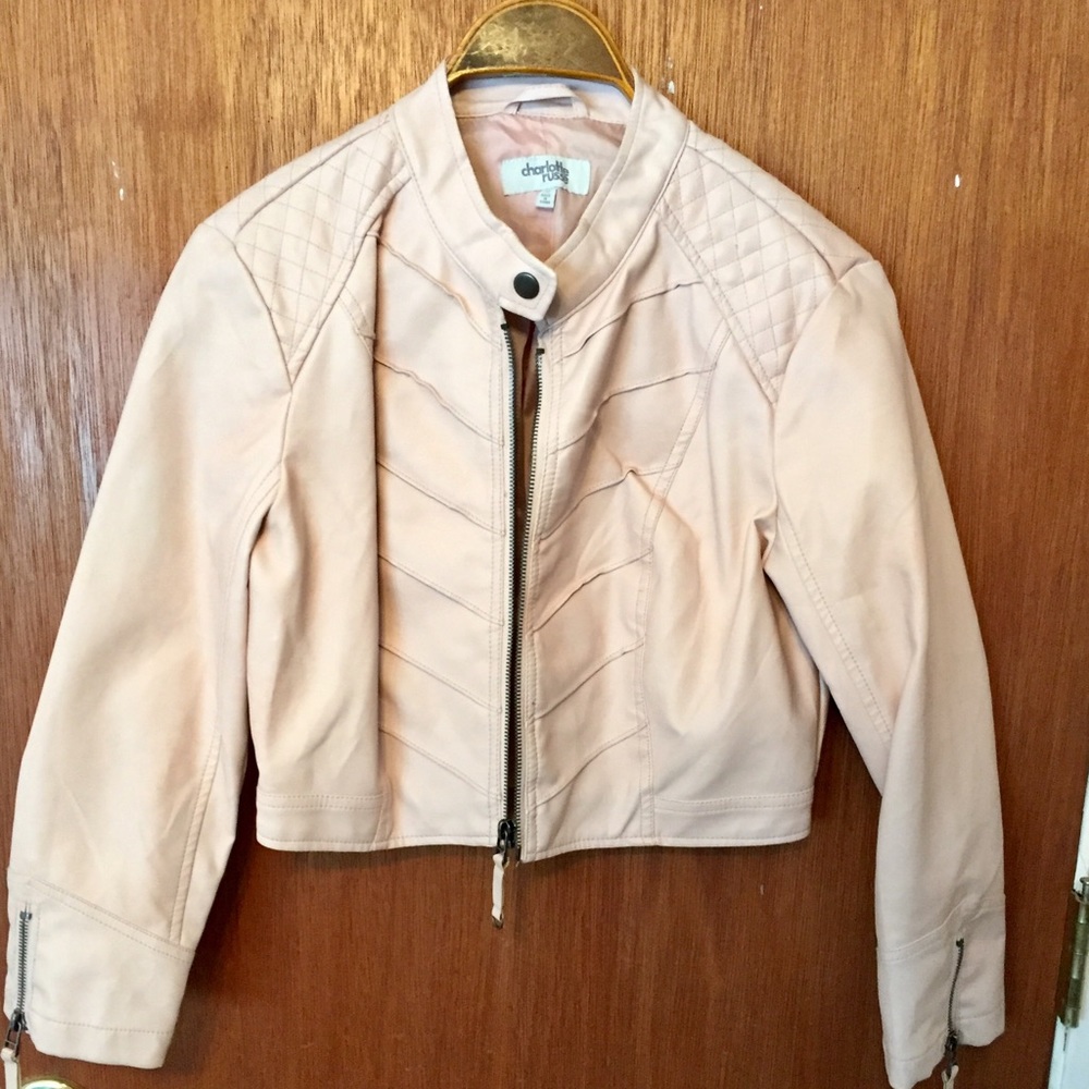 Charlotte Russe blush faux leather jacket