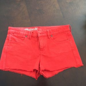 Madewell sz 24 red denim shorts