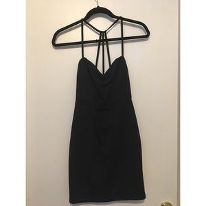 Tobi open back black mini cocktail dress