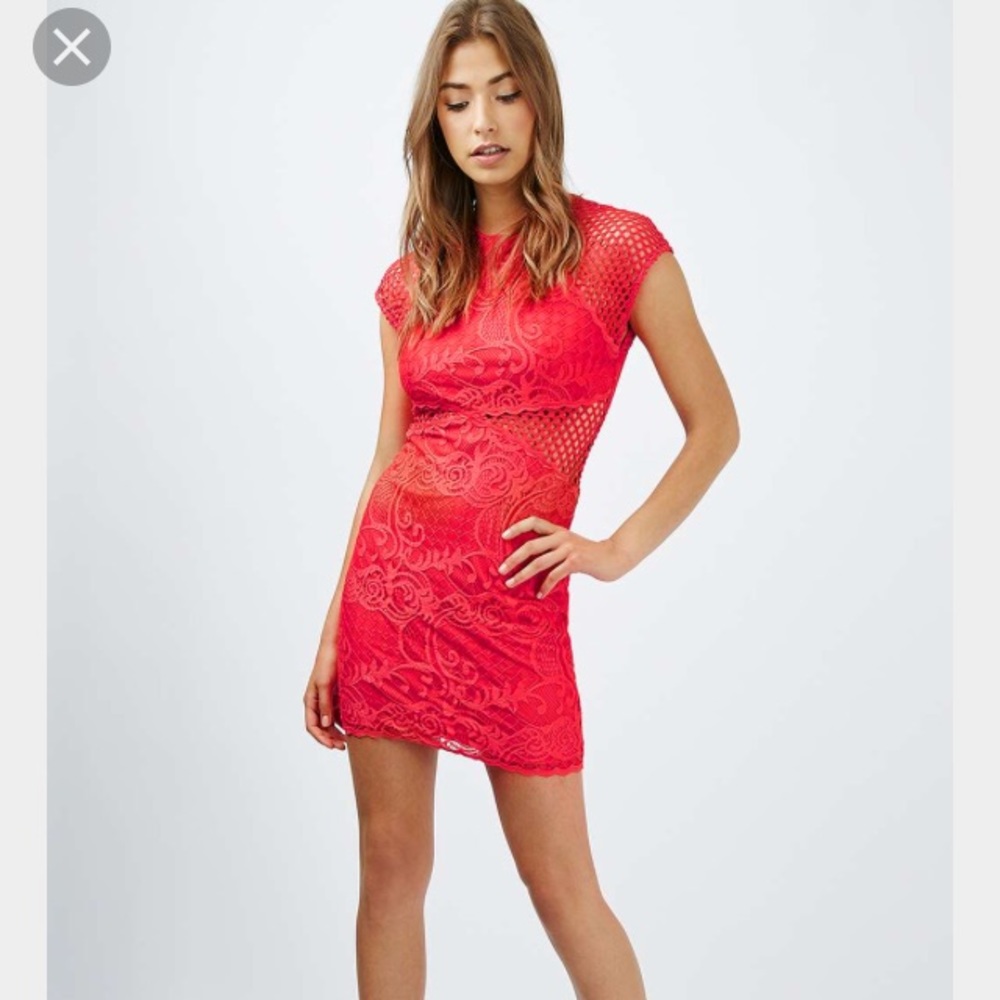 Red fishnet dress from Topshop