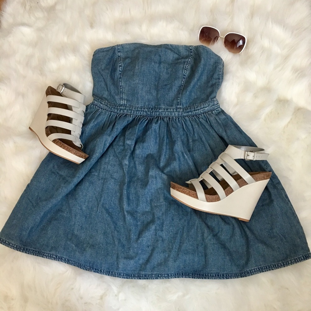 Free People Denim Strapless Dress