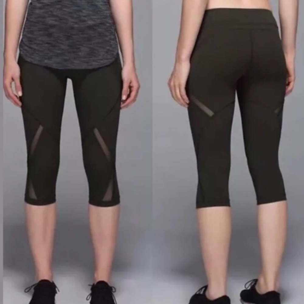 Lululemon crop leggings with mesh detail size 4
