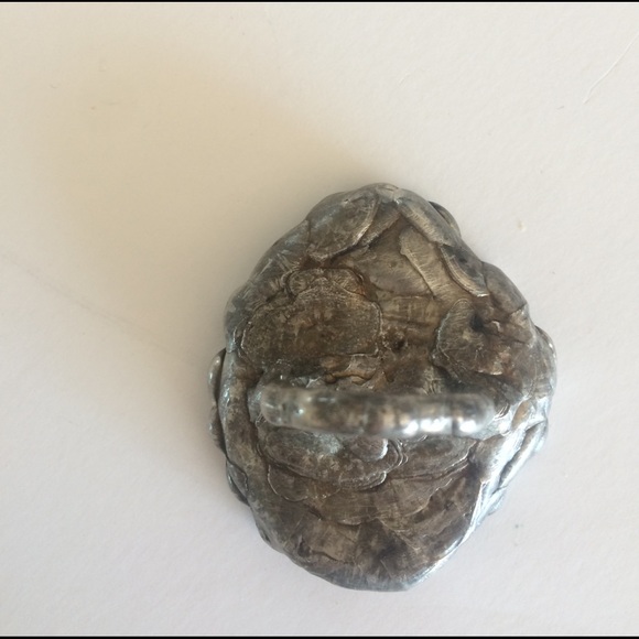 Silver Oversize BohoFestival Marbled Cabochon Ring - Picture 3 of 3