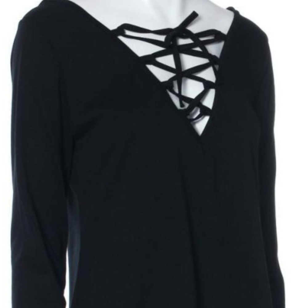 Sexy, Deep V Plunge, Lace Up, Hooded Tunic Top - Picture 4 of 8