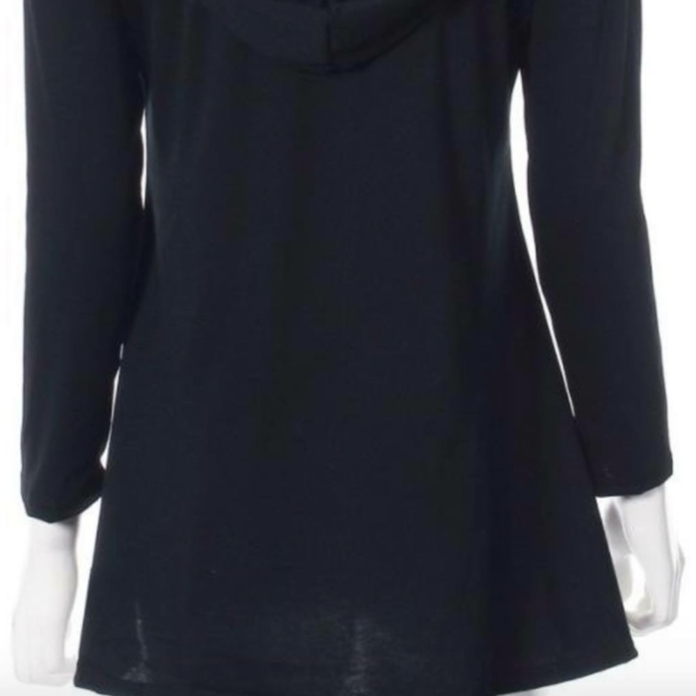 Sexy, Deep V Plunge, Lace Up, Hooded Tunic Top - Picture 6 of 8