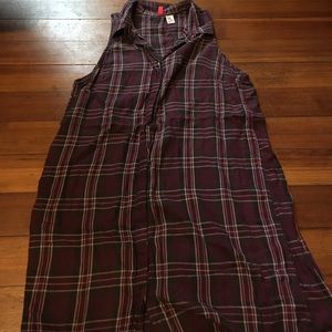 Purple plaid printed tank tunic