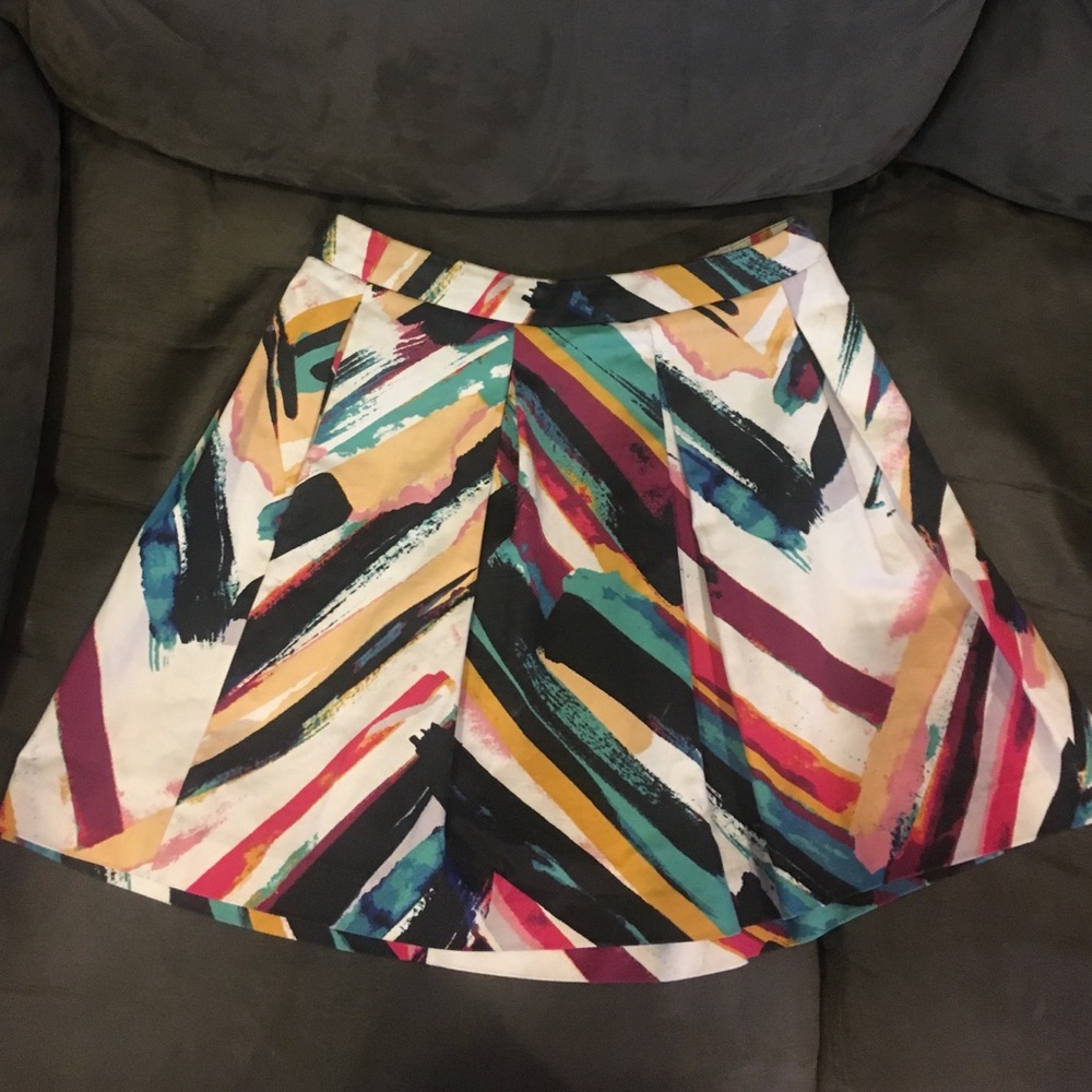 Flare colorful brush stroke skirt