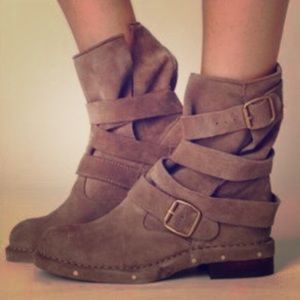 Jeffery Campbell Tan Suede Wrap Boots