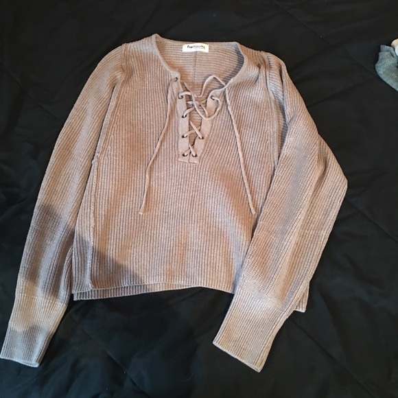 Tie up Tan Sweater - Picture 2 of 2