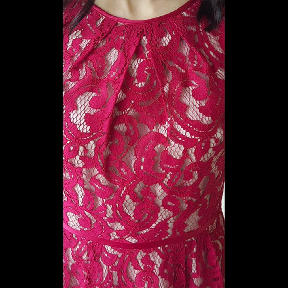 Adrianna Papell Red Lace Cocktail Dress