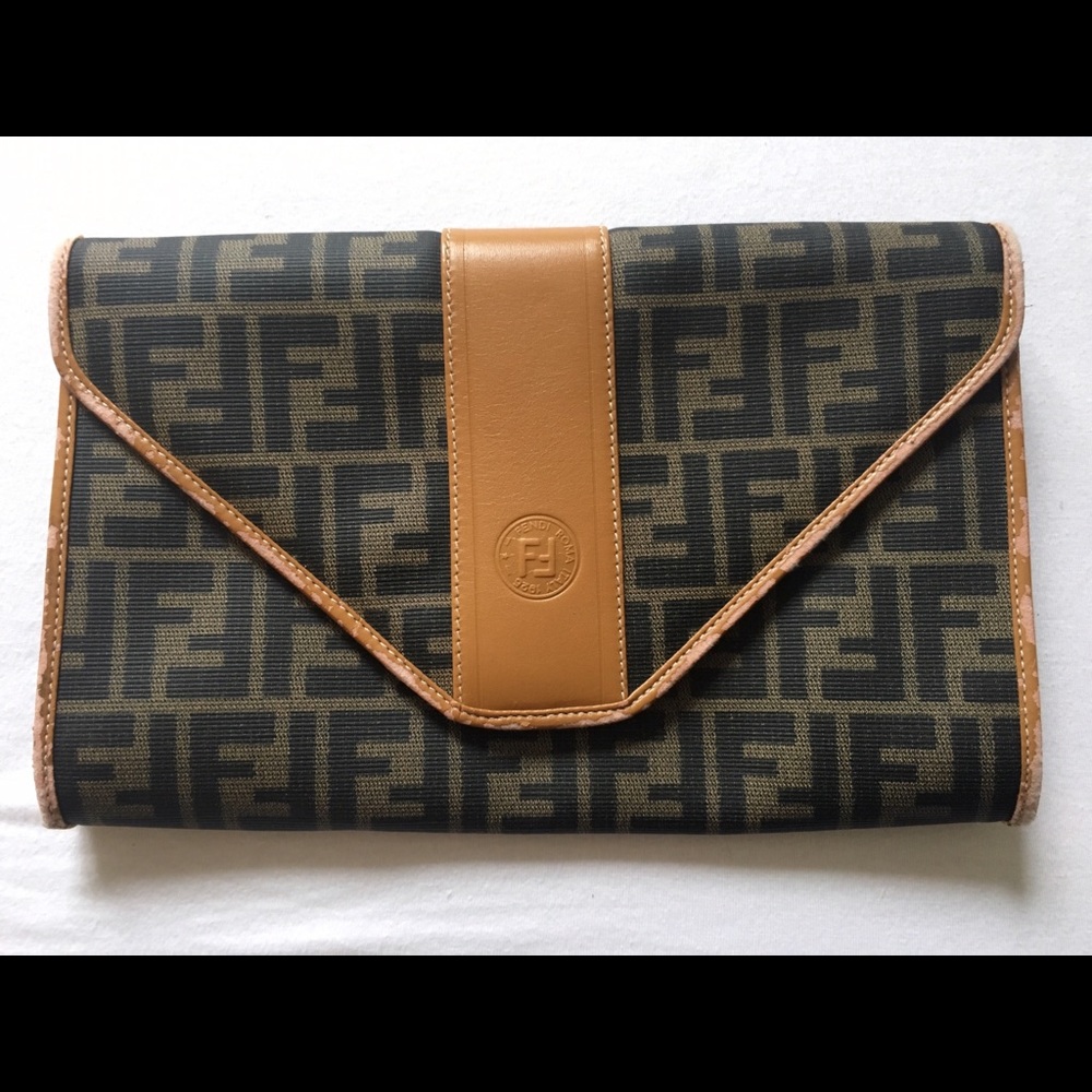 1980s Vintage  Fendi Monogram Envelope Clutch