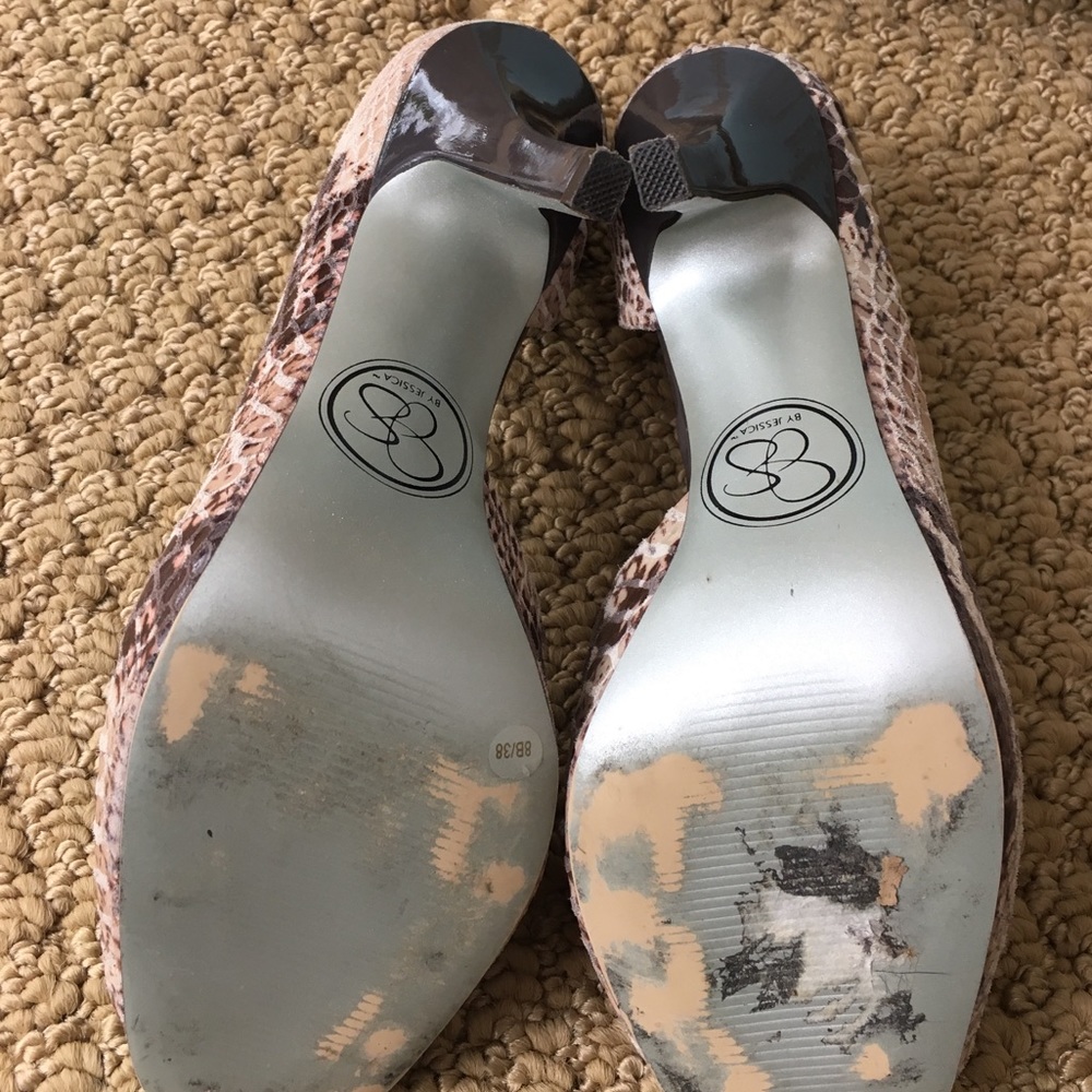 Snake Shin Pattern Open Toe Heels - image 5