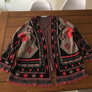 Tribal Print Cardigan ~ Black, Mauve, & Pink