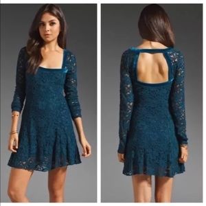 Free people flirt for you teal lace dress NWT L