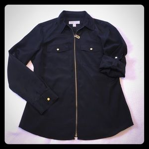 Med. Black MICHAEL Michael Kors Long-Sleeved Shirt