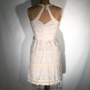 AEO - American Eagle Outfitter ivory lace mini dress-interesting back detail
