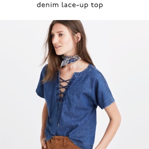Madewell Tops - Madewell Denim Lace-up Top