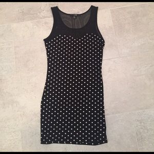 Black and white polka dot dress w/ mesh detailing