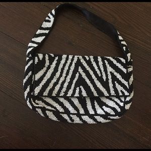 Beaded zebra print evening bag