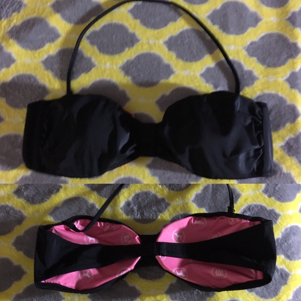 Victoria's Secret Pink Strapless Bikini Top Black
