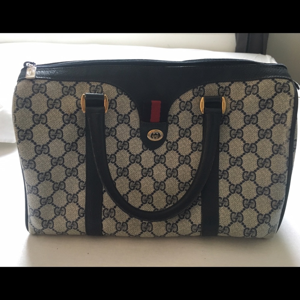 1980s Vintage Gucci Boston Cloth Bowl Bag