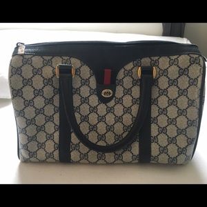 1980s Vintage Gucci Boston Cloth Bowl Bag