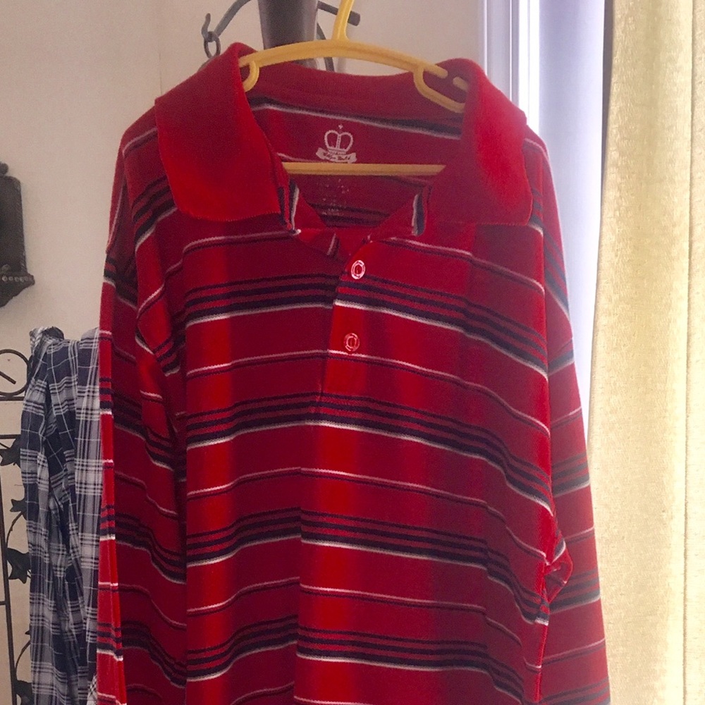 $5 Boys Long Sleeve Striped Polo