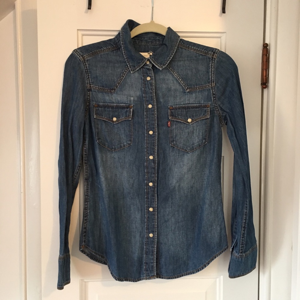 Levi's denim tailored western button down sz xs