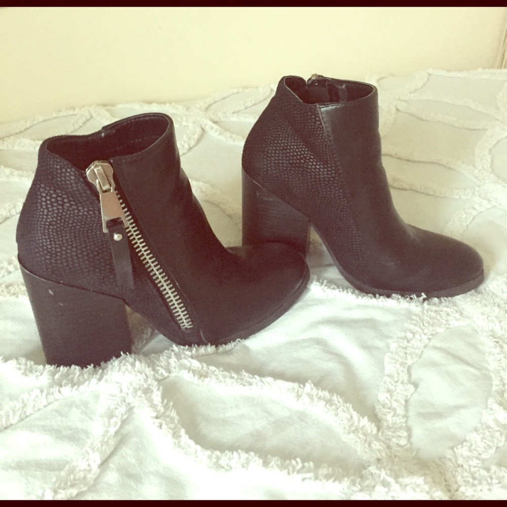 Black leather booties