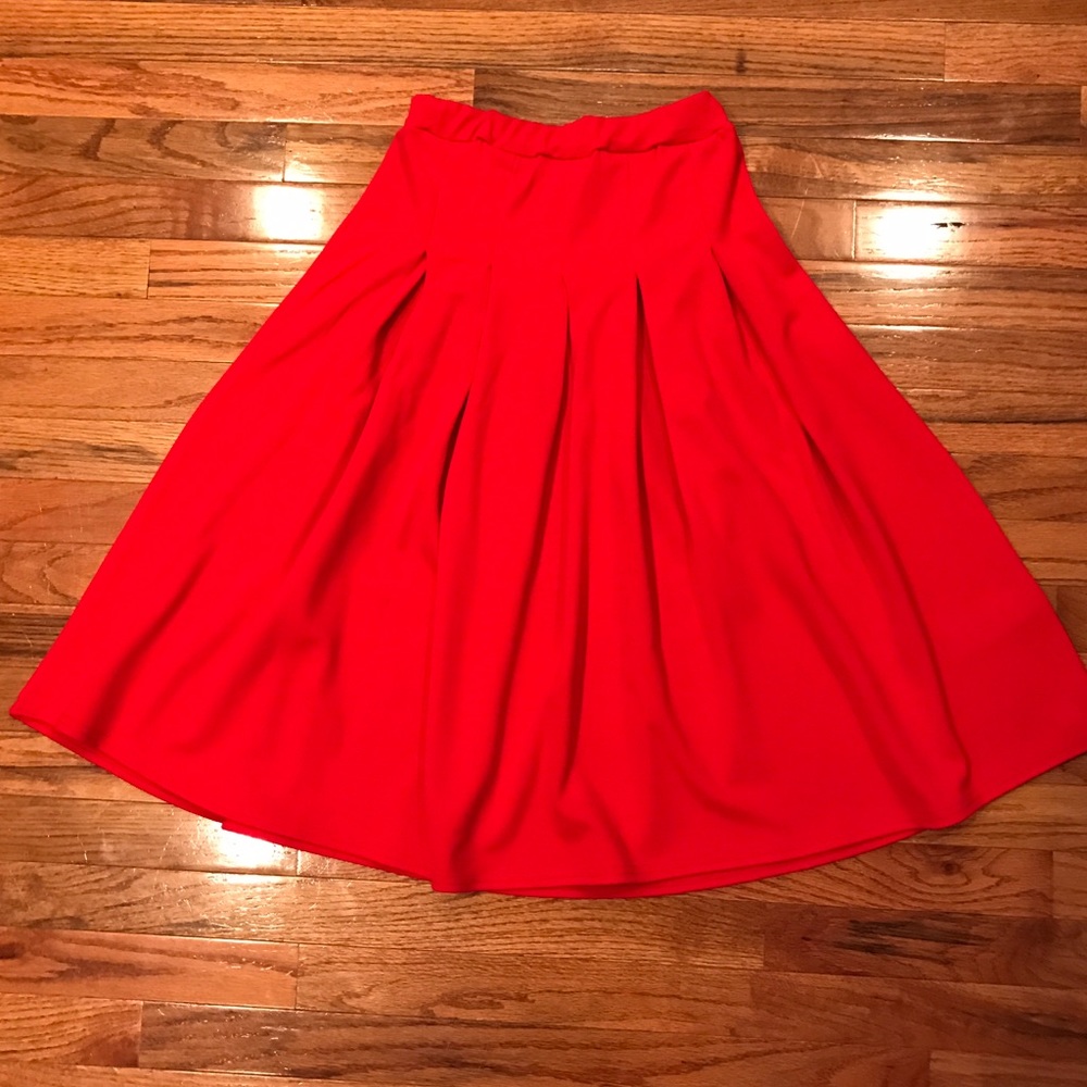 ❤️ red box pleat midi skirt