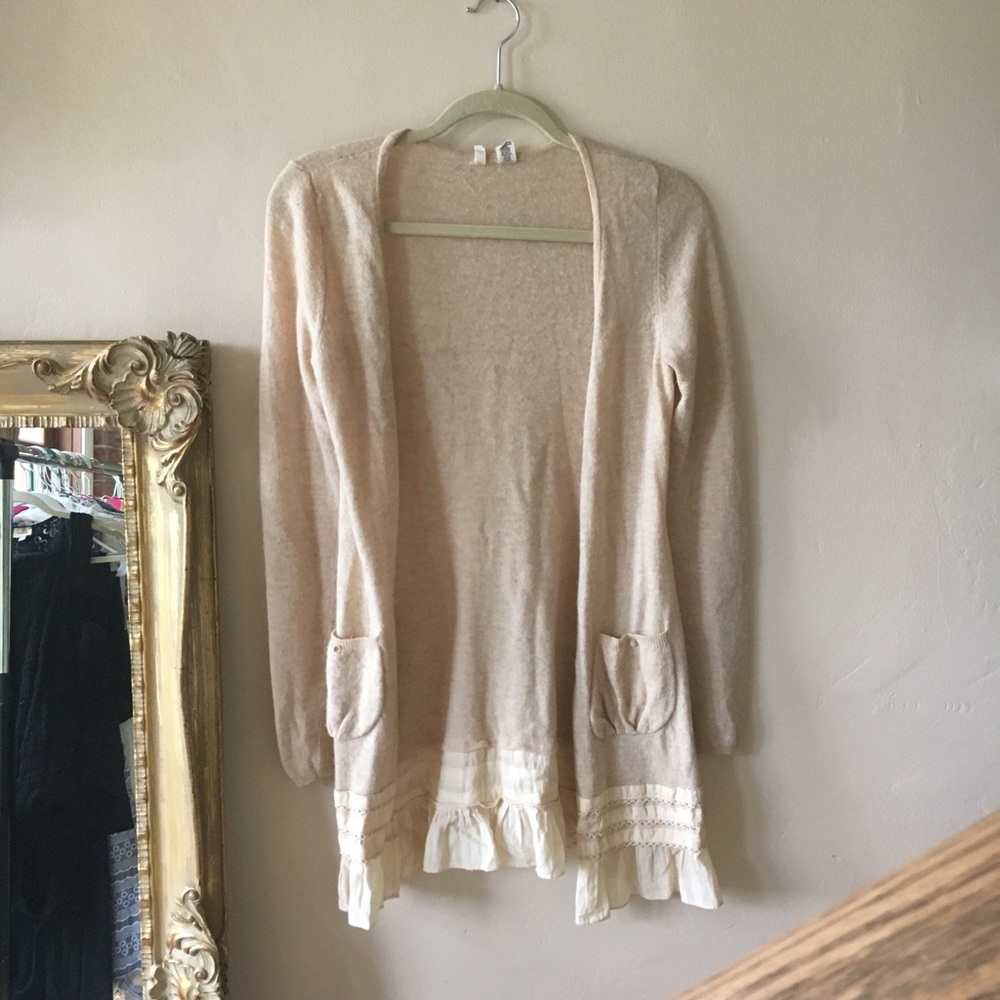 ANTHROPOLOGIE "ruffle boyfriend sweater"