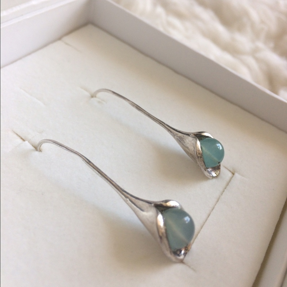 SOLD Magnolia Sterling Aquamarine Drop Earrings