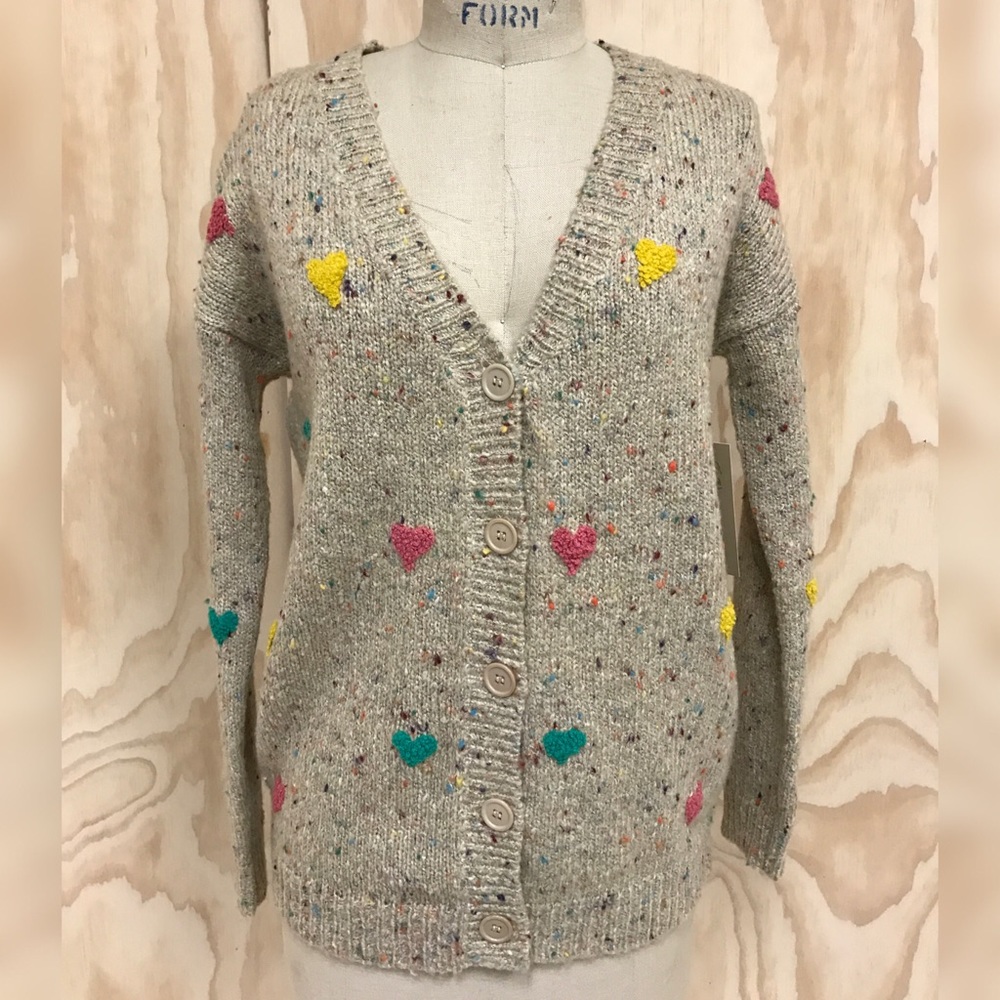 All-over Heart Speckled Cardigan