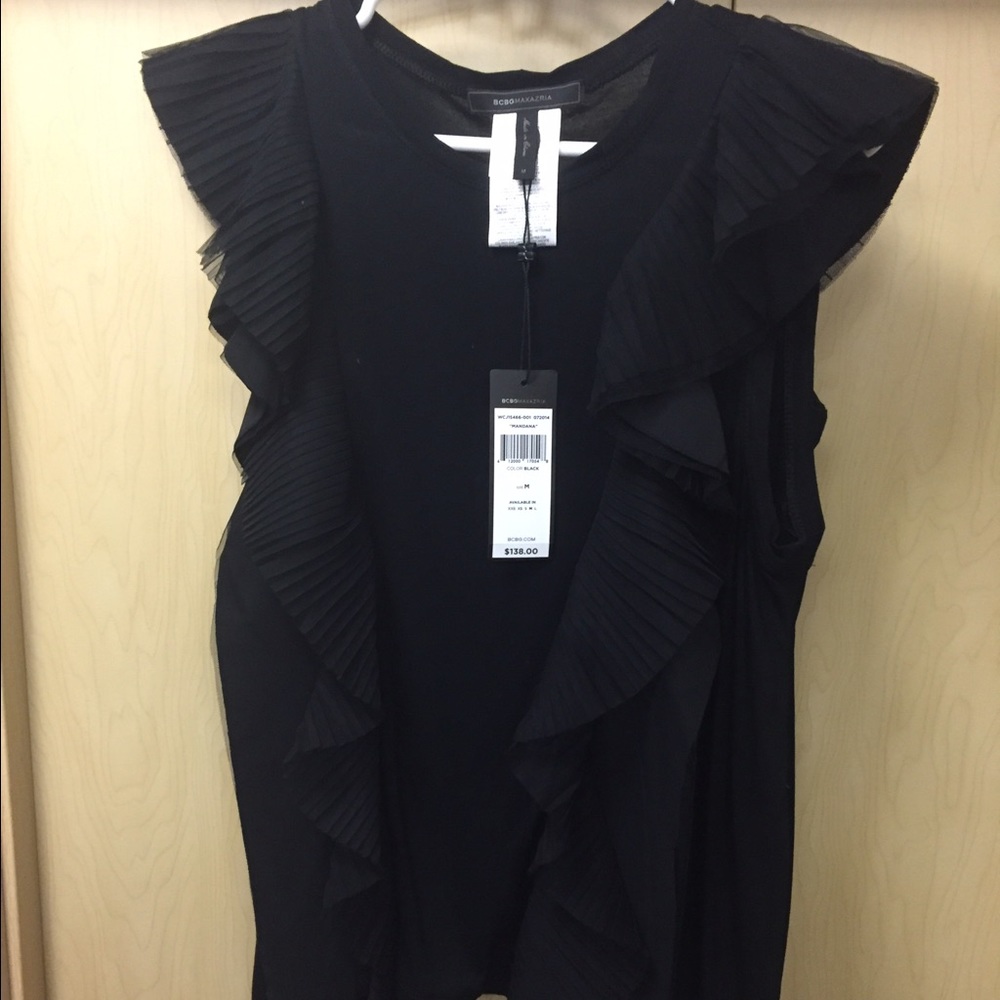 BCBG Maxaria Mandana Sleeveless Ruffle Top