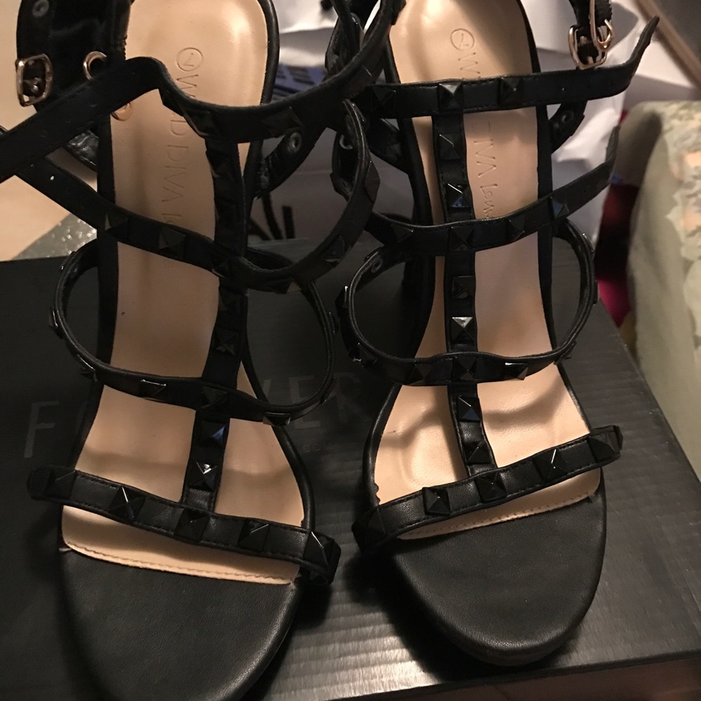 Black studded heels
