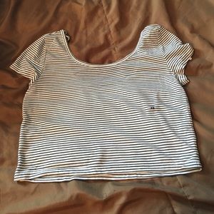 AE black and white striped crop top