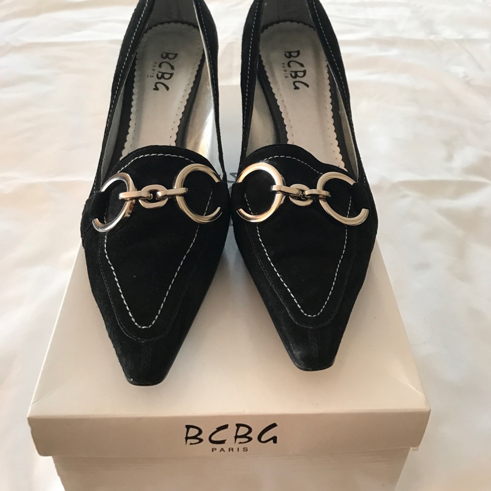 BCBG Paris black suede heels