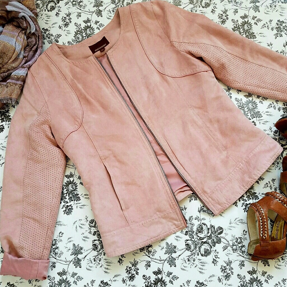 Hive & Honey Faux Suede Jacket Dusty Pink size L