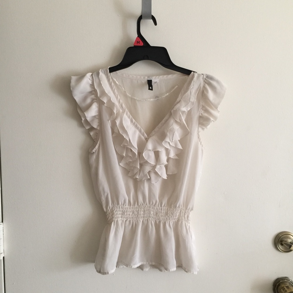 White ruffle top