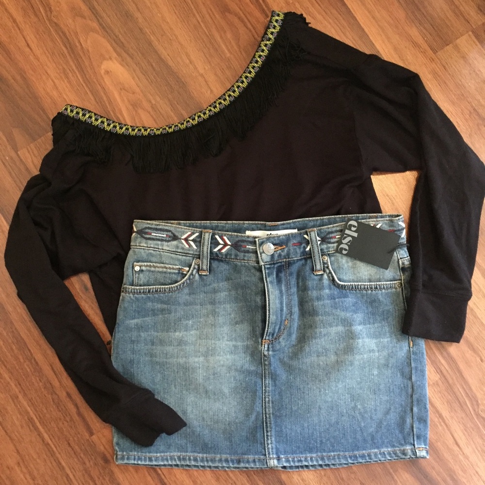 Else Jean Skirt Tribal Detail