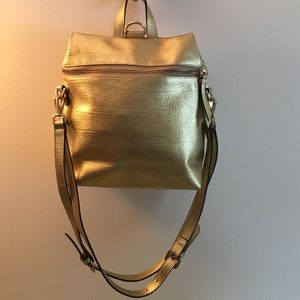 Gold leather shoulder bag/backpack