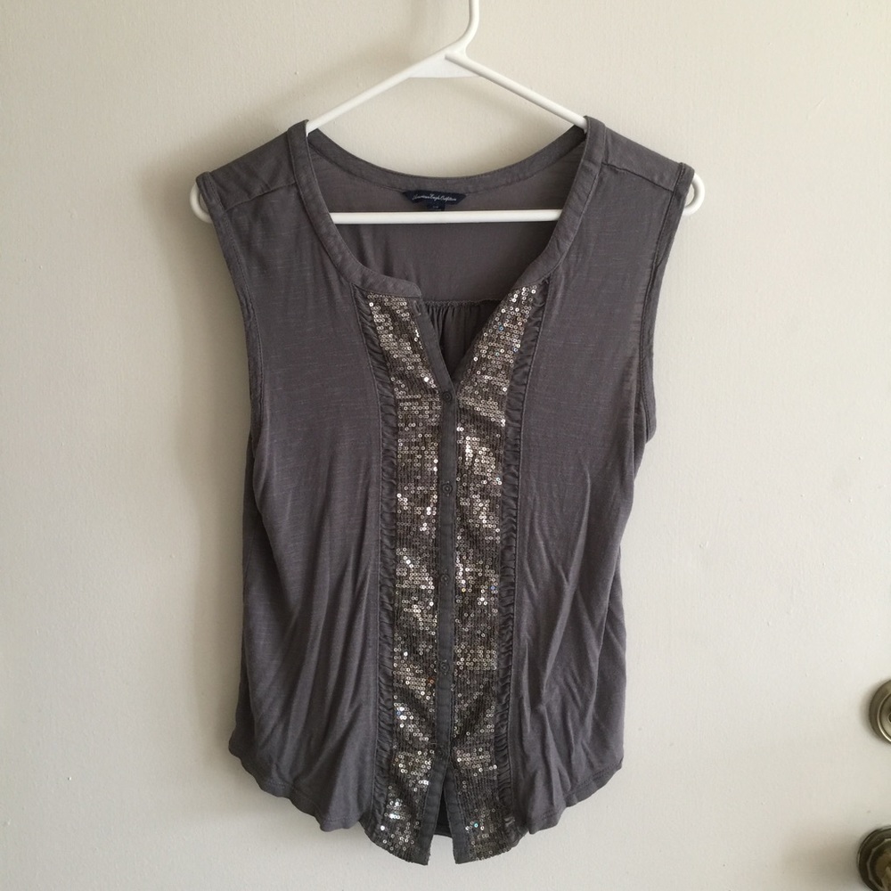 Sparkly grey American Eagle tank top
