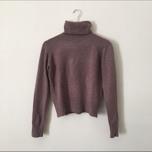 Purple Boxy Knitted Turtleneck Sweater