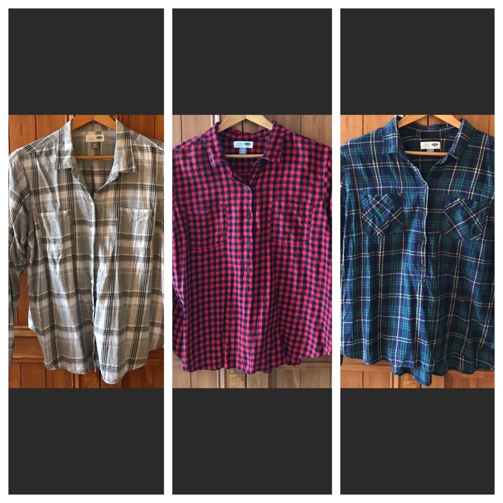 3 Plus Size Long Sleeve Tunic Flannel Bundle