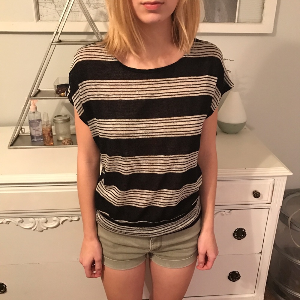 Never Worn Tie Back Striped Shirt