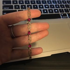 Gold Plated Ruby Bracelet