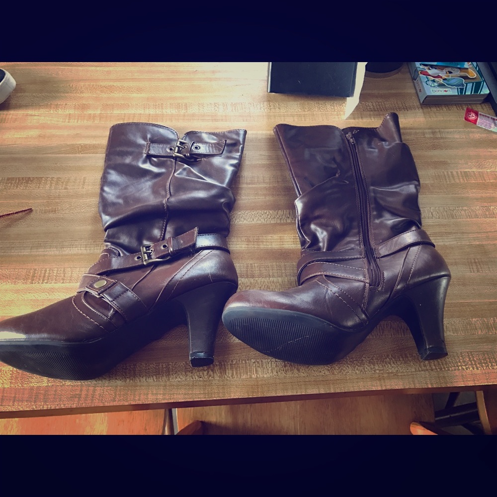 Brown heeled boots!